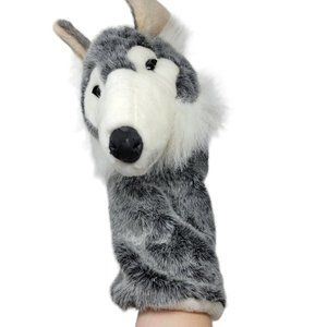 Wolf Hand Puppet Plush Animal 15" Gray White Pretend Play by Proactive Sports